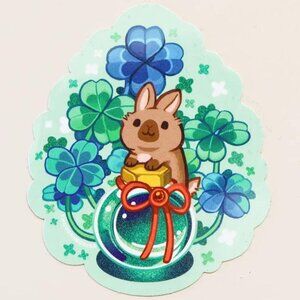 3 for $15 - Good Luck Rabbit‎ Sticker - Vinyl Waterproof & Holographic